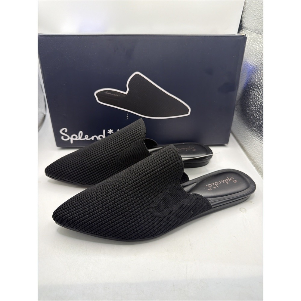 Splendid Womens Mule Black Slip On Casual Stretch Knit Padded Footbed Size 7.